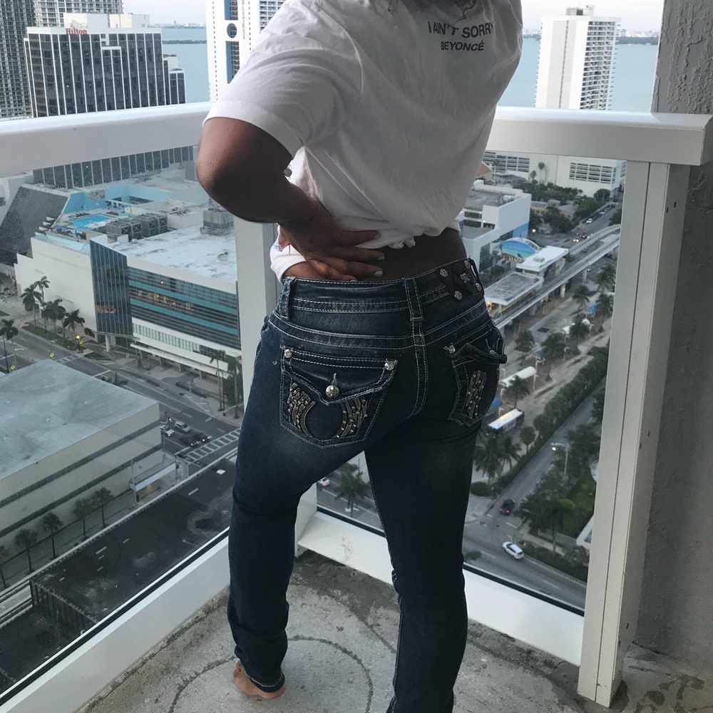 Studded pocket jeans